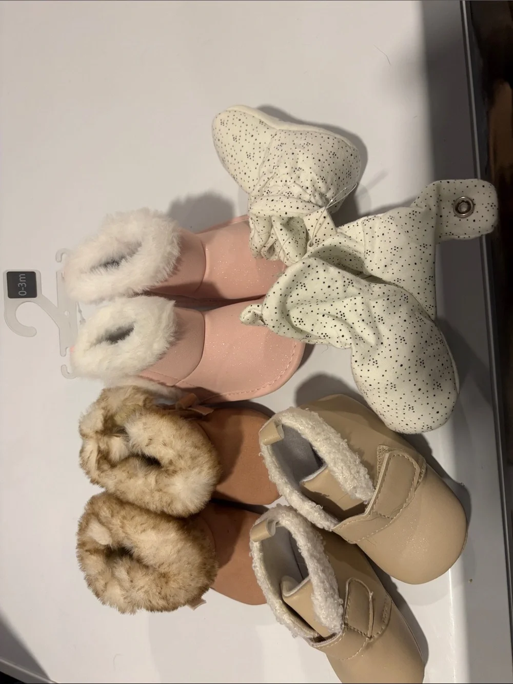 Baby Cozy Fur-Lined Booties – Pink and Beige